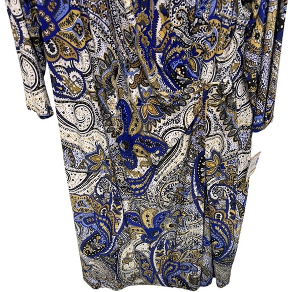 Kasper Faux Wrap Dress Womens Size 3X V-Neck 3/4 Sleeves Paisley NWT Formal - Picture 3 of 7